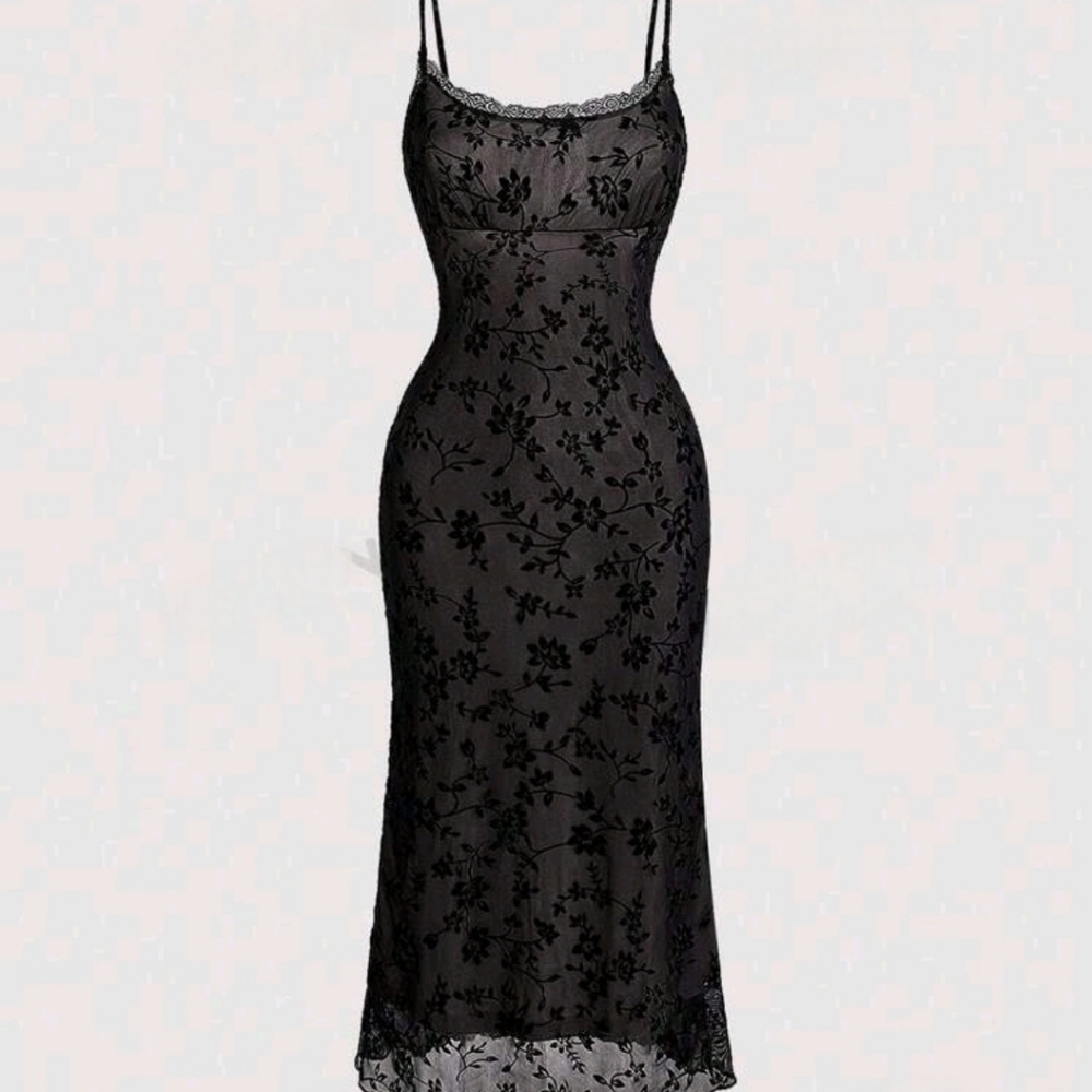 Mesh flower midi dress size small